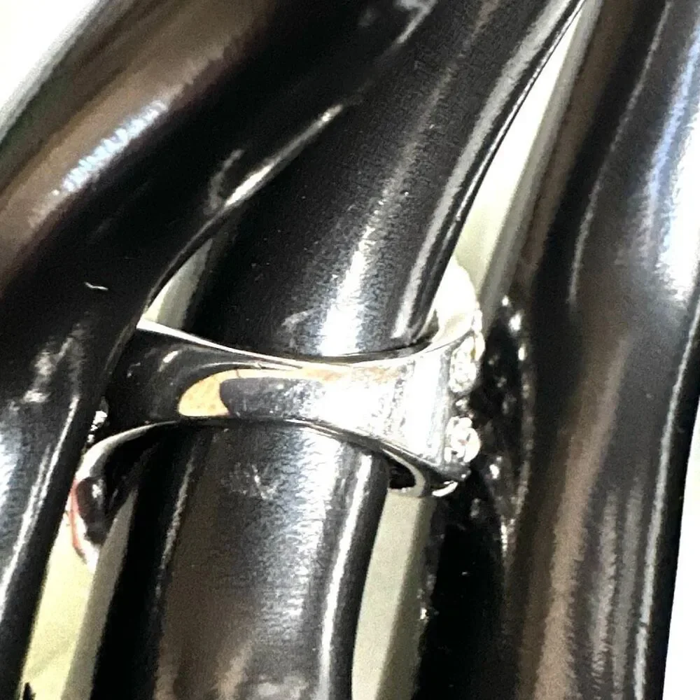 Silver-Tone Rhinestone Wave Statement Ring